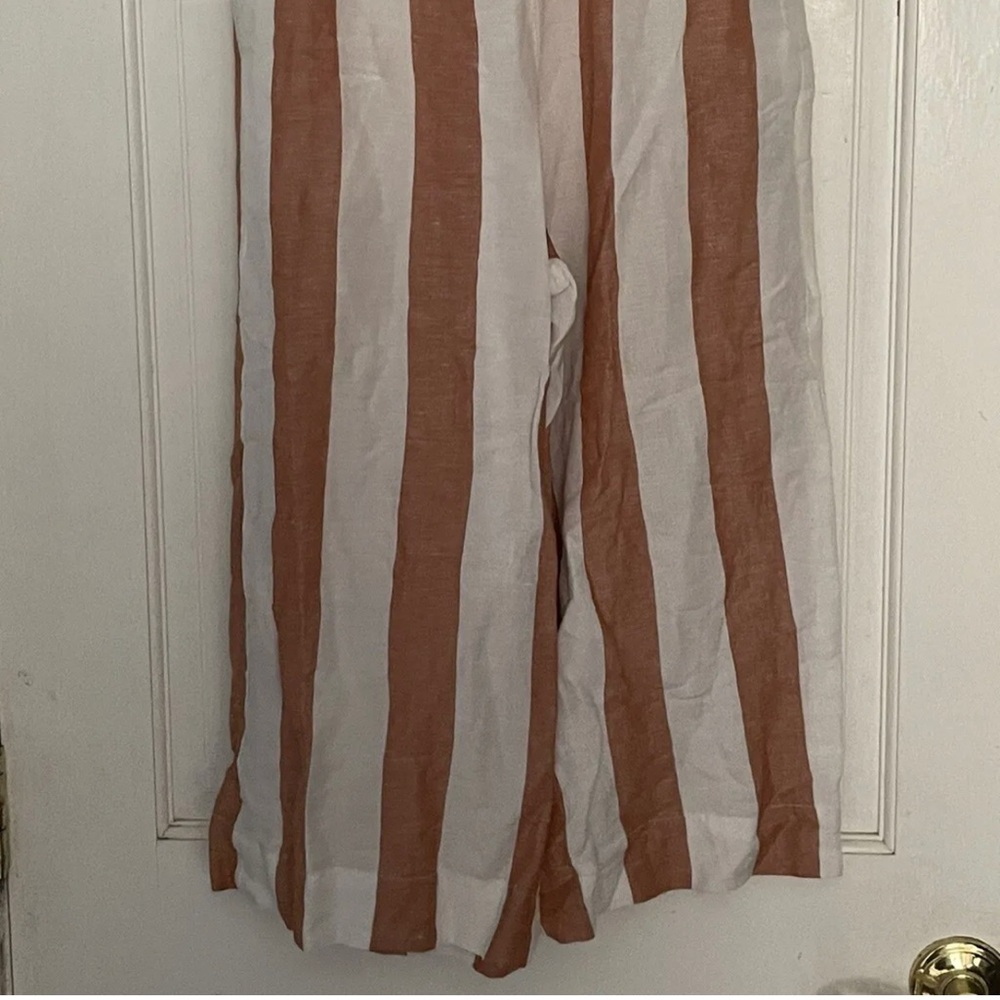 Madewell Redish Orange & White Striped Linen Blend Pants Women's Size XS